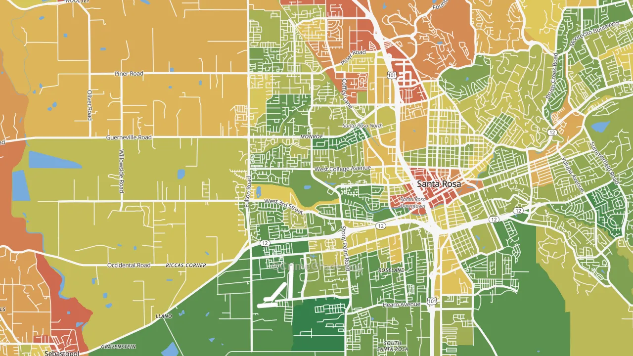 95401, CA Map of Vehicle Theft Rates