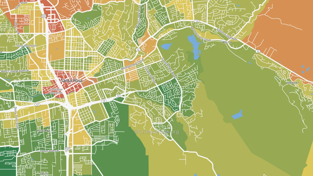 95405, CA Map of Vehicle Theft Rates