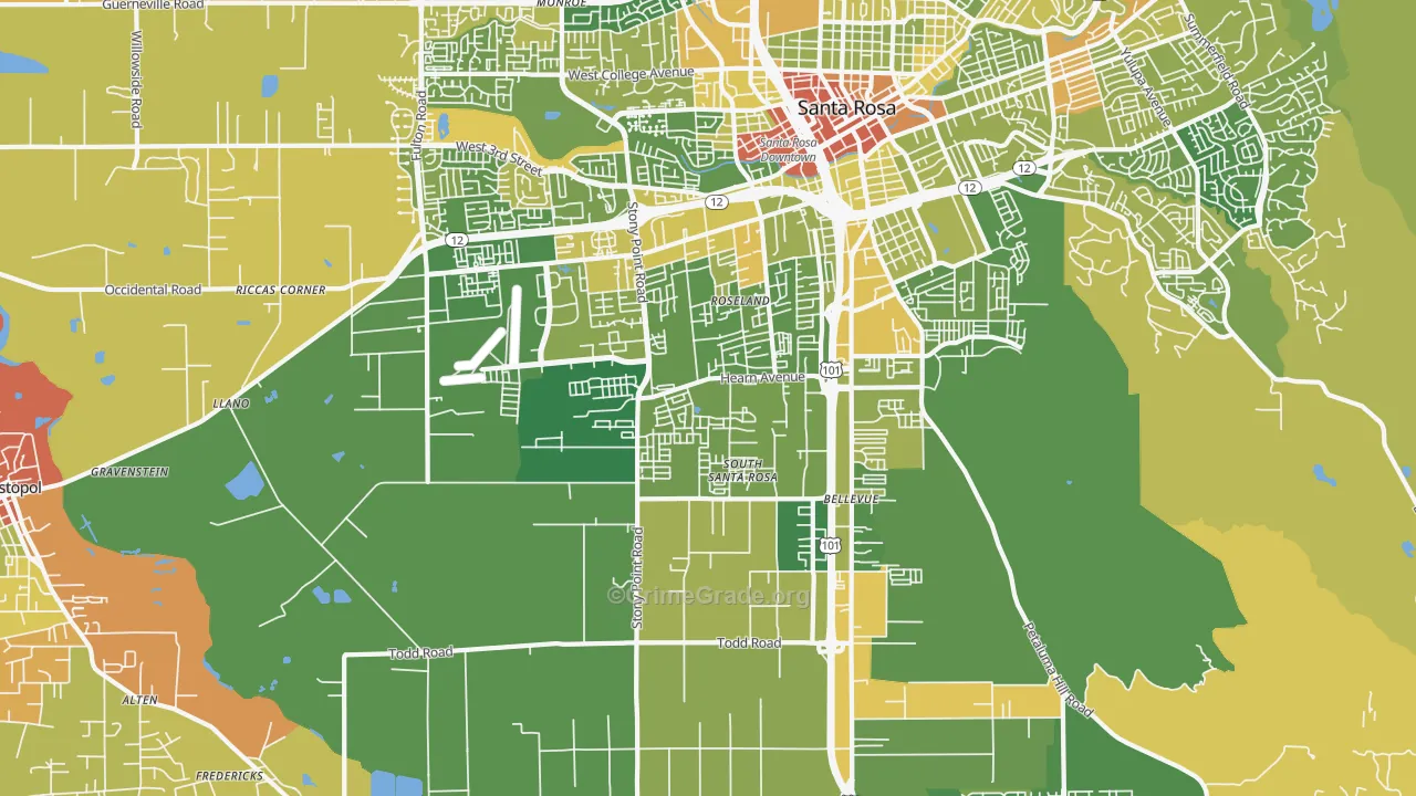 95407, CA Map of Vehicle Theft Rates
