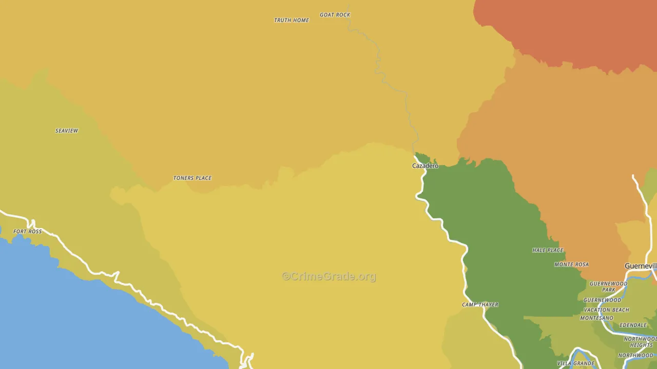 95421, CA Map of Vehicle Theft Rates