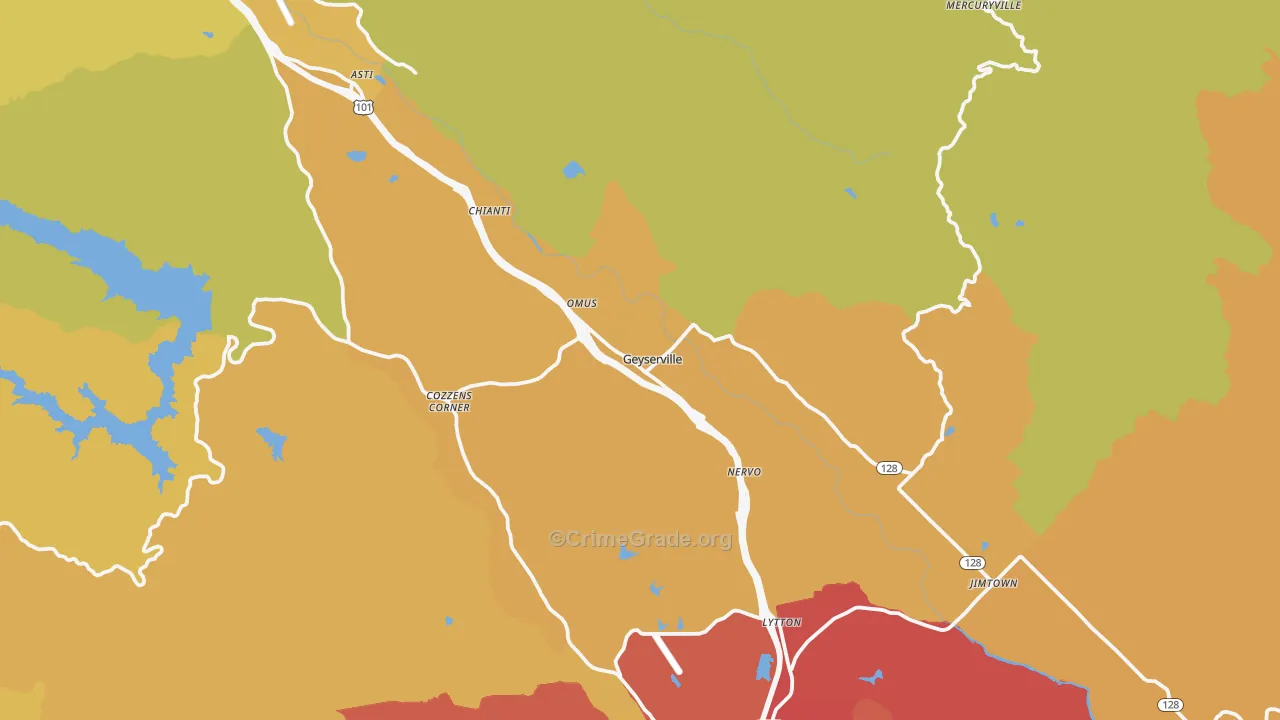 95441, CA Map of Vehicle Theft Rates