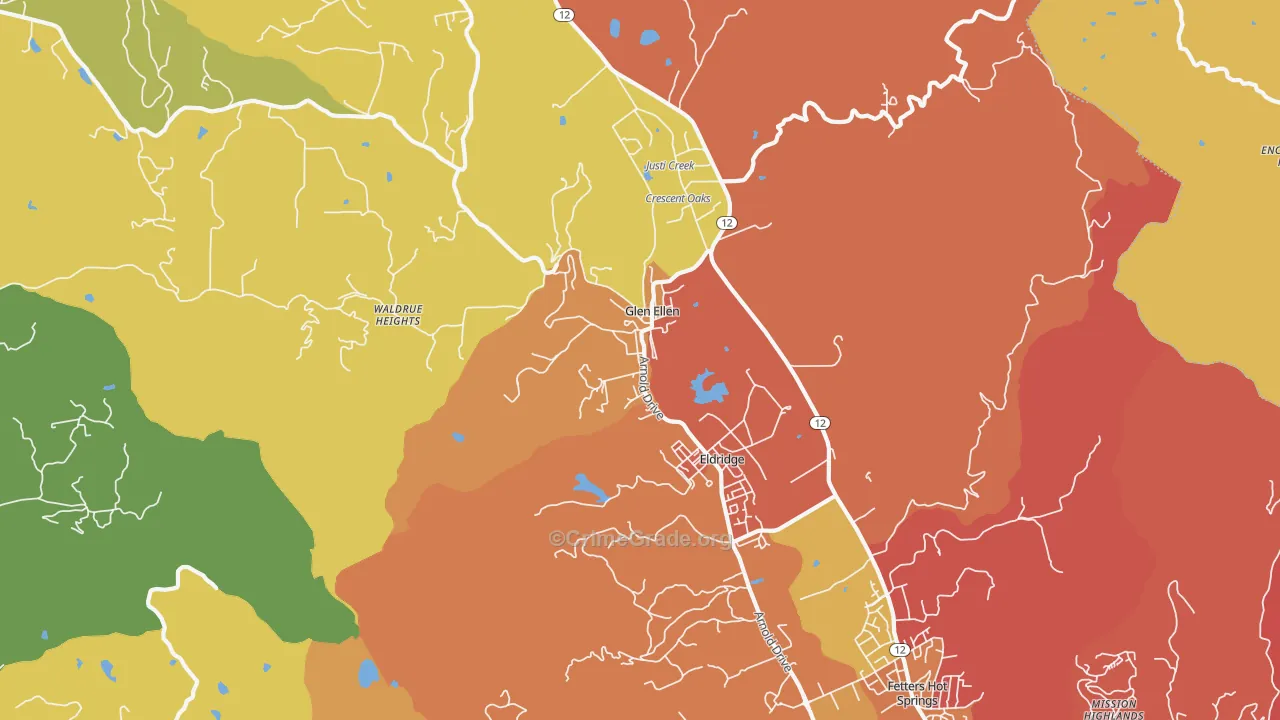 95442, CA Map of Vehicle Theft Rates