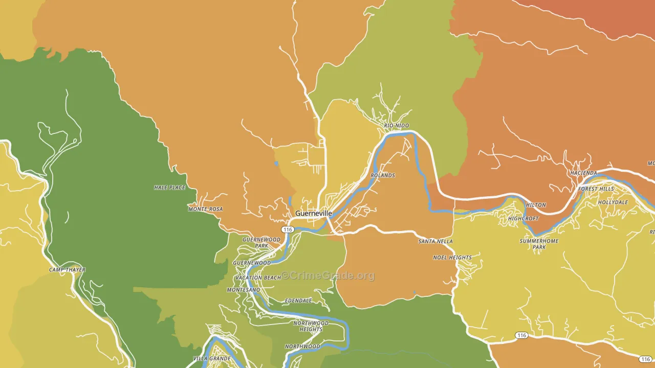 95446, CA Map of Vehicle Theft Rates