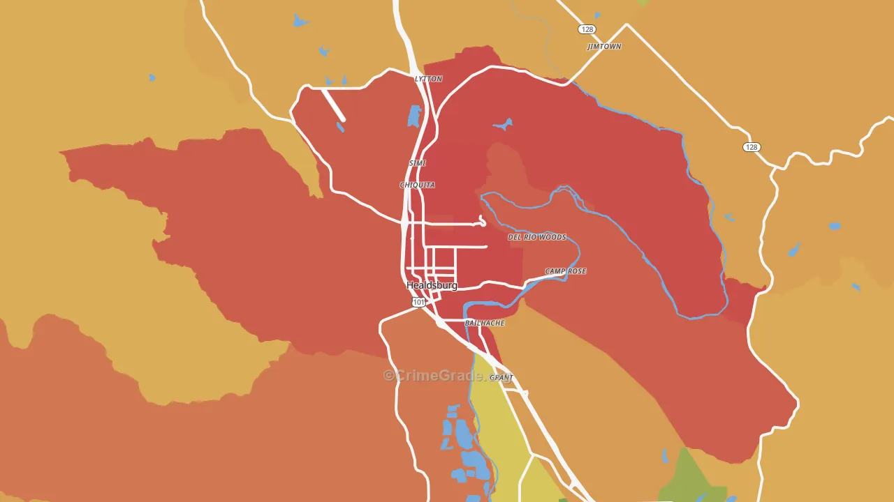 95448, CA Map of Vehicle Theft Rates