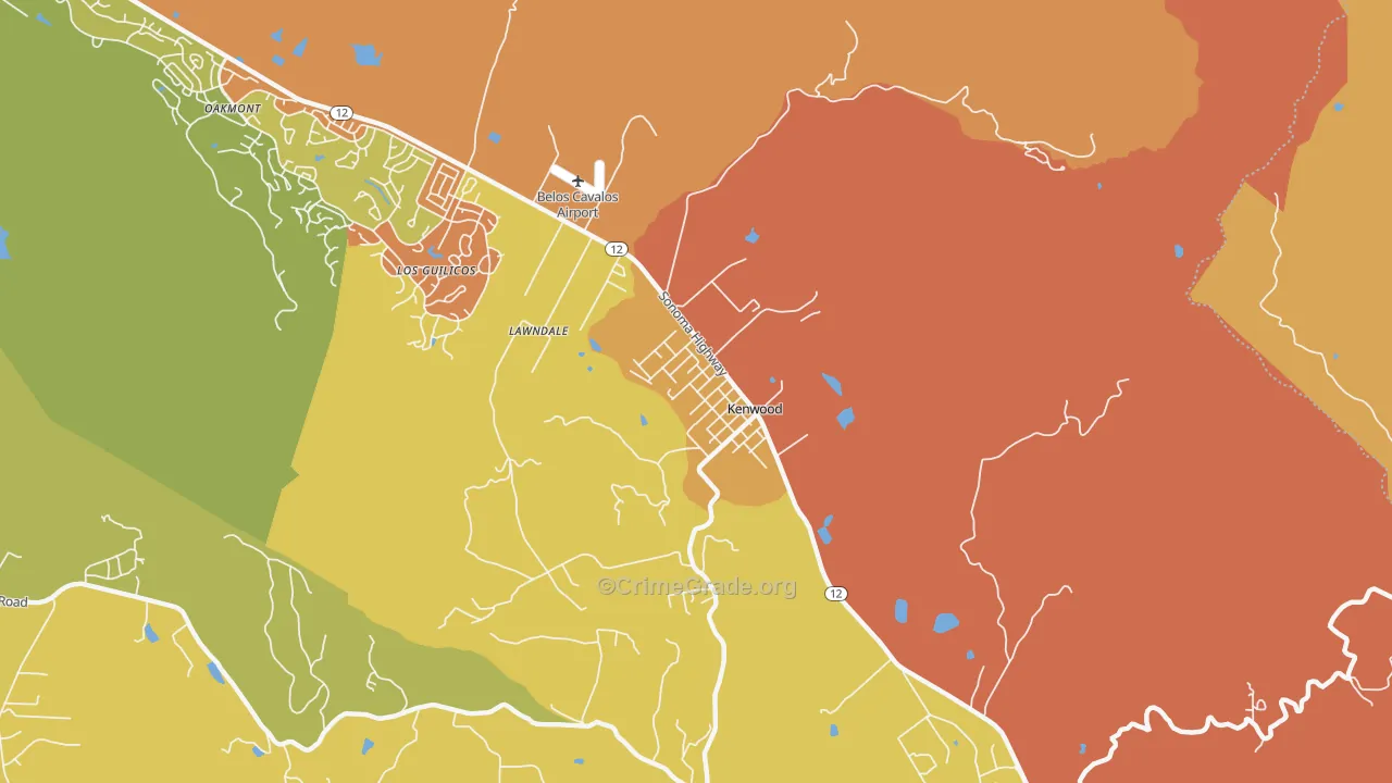 95452, CA Map of Vehicle Theft Rates