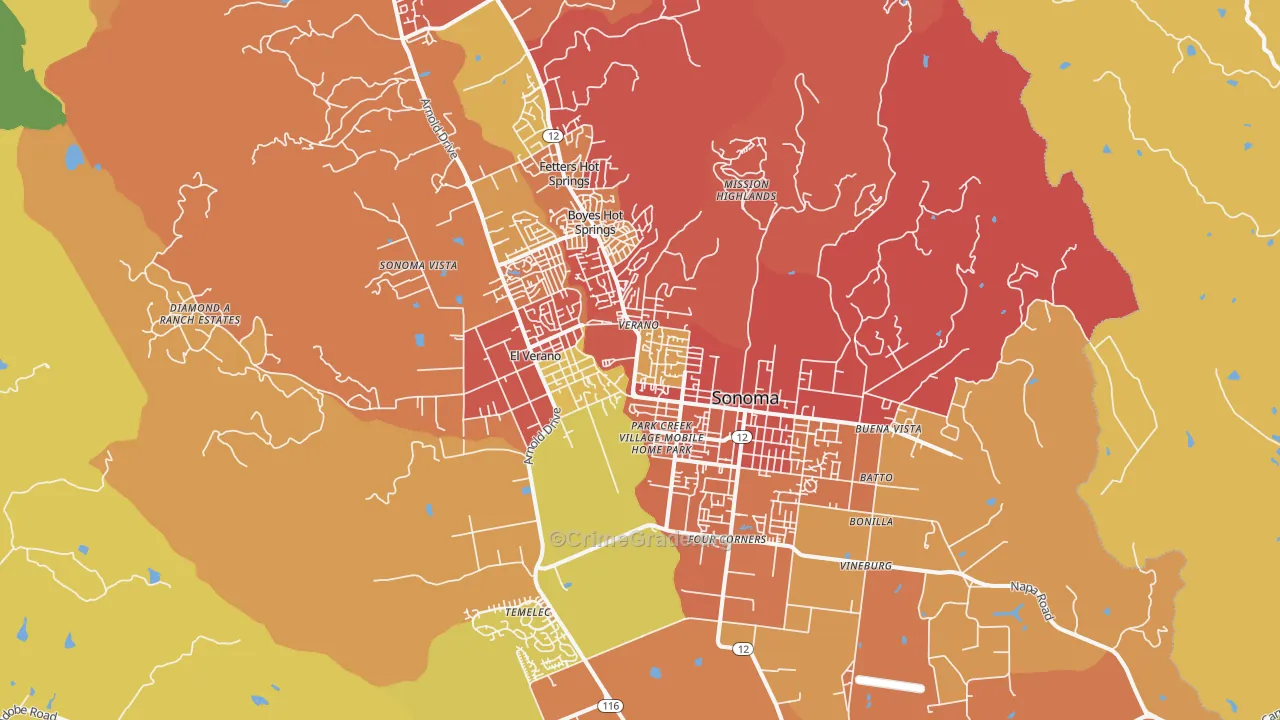 95476, CA Map of Vehicle Theft Rates