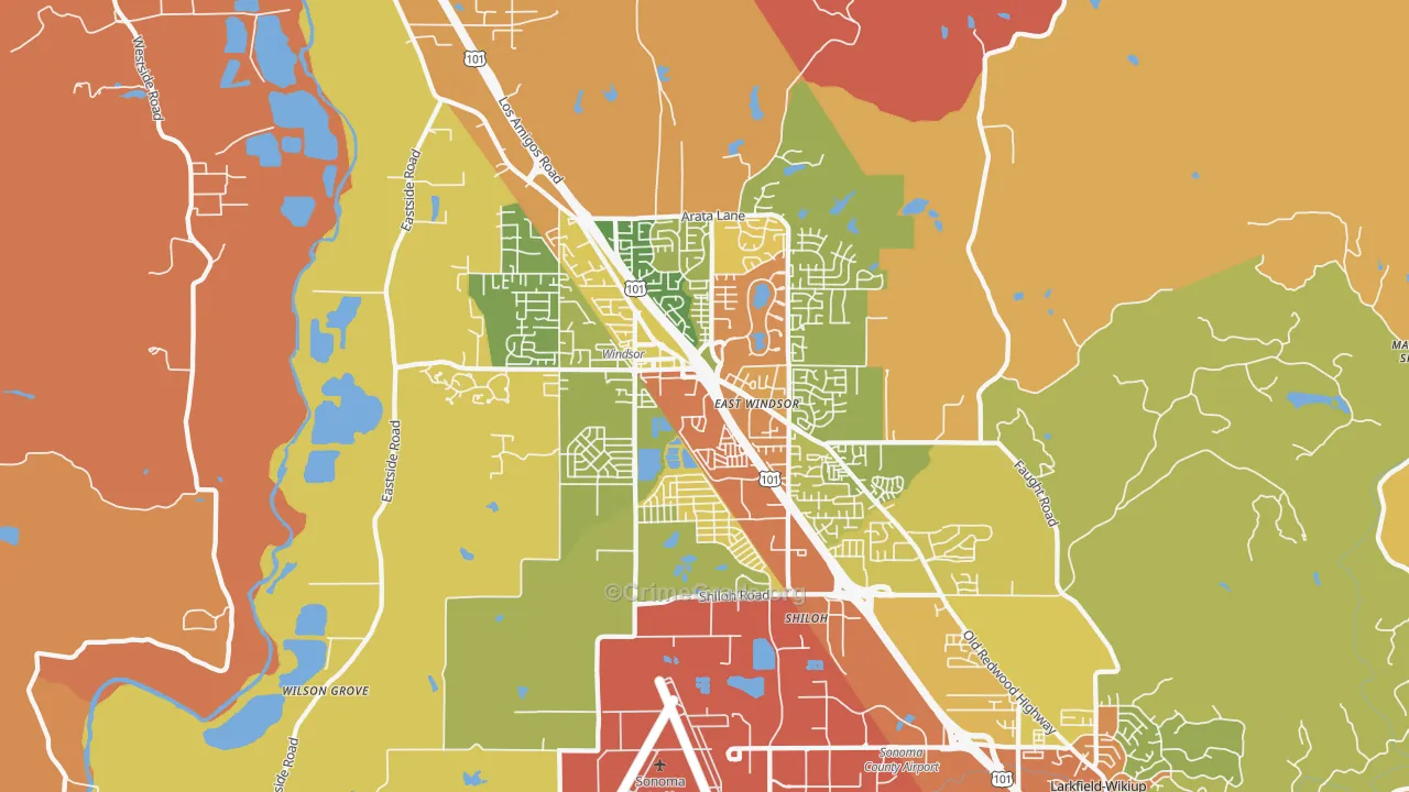 95492, CA Map of Vehicle Theft Rates