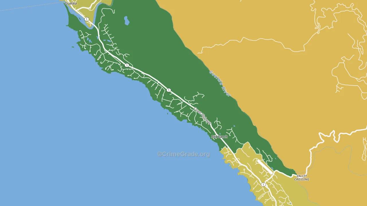 95497, CA Map of Vehicle Theft Rates