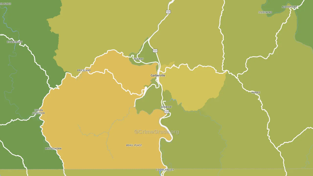 95542, CA Map of Vehicle Theft Rates