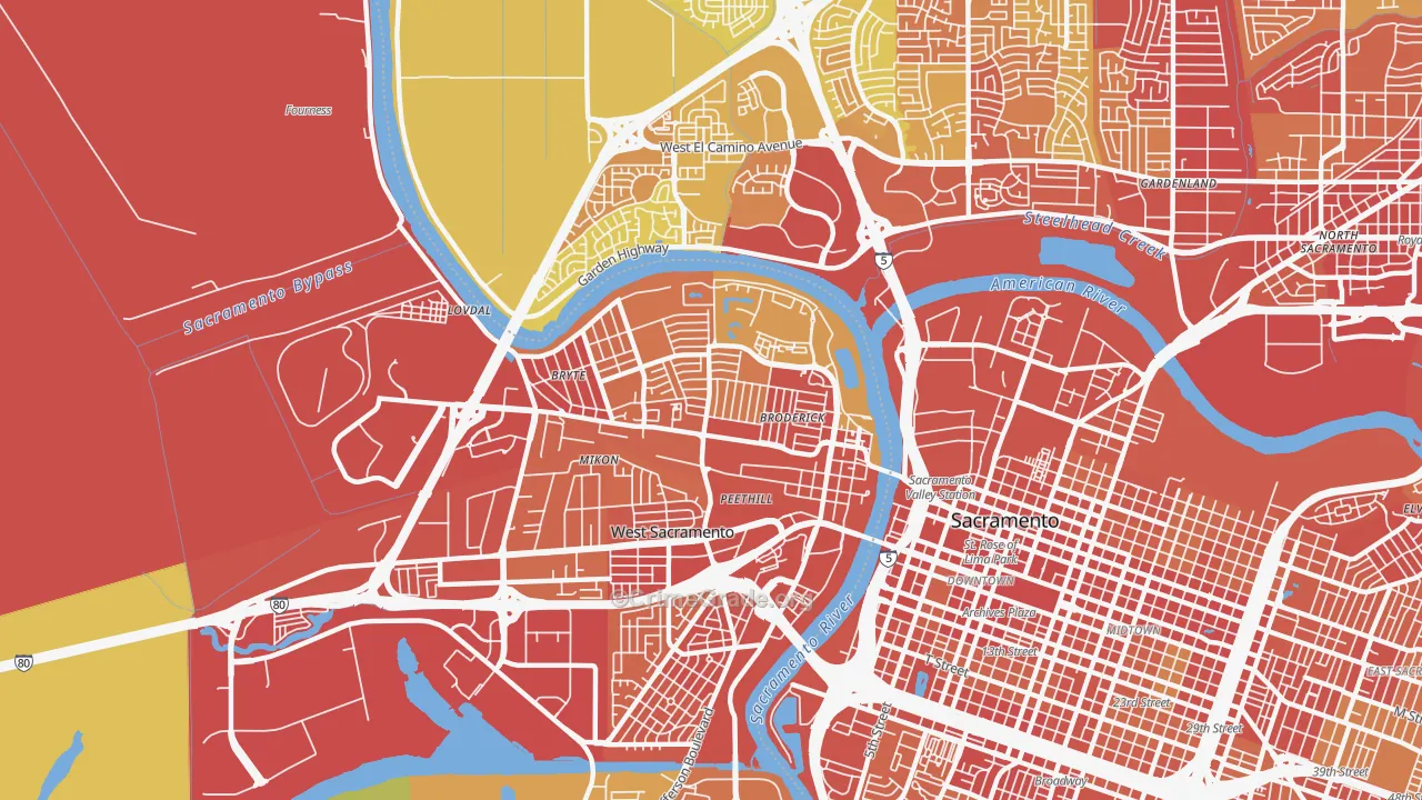 95605, CA Map of Vehicle Theft Rates