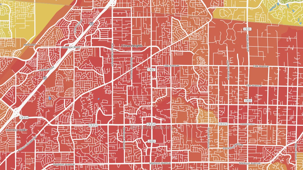 95610, CA Map of Vehicle Theft Rates