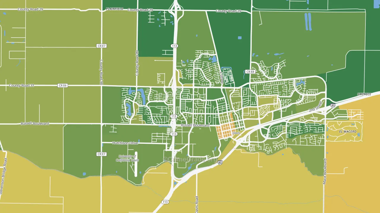 95616, CA Map of Vehicle Theft Rates