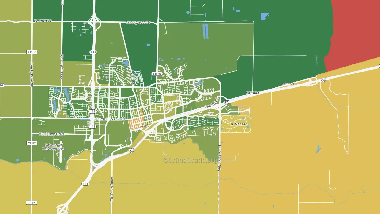 95618, CA Map of Vehicle Theft Rates