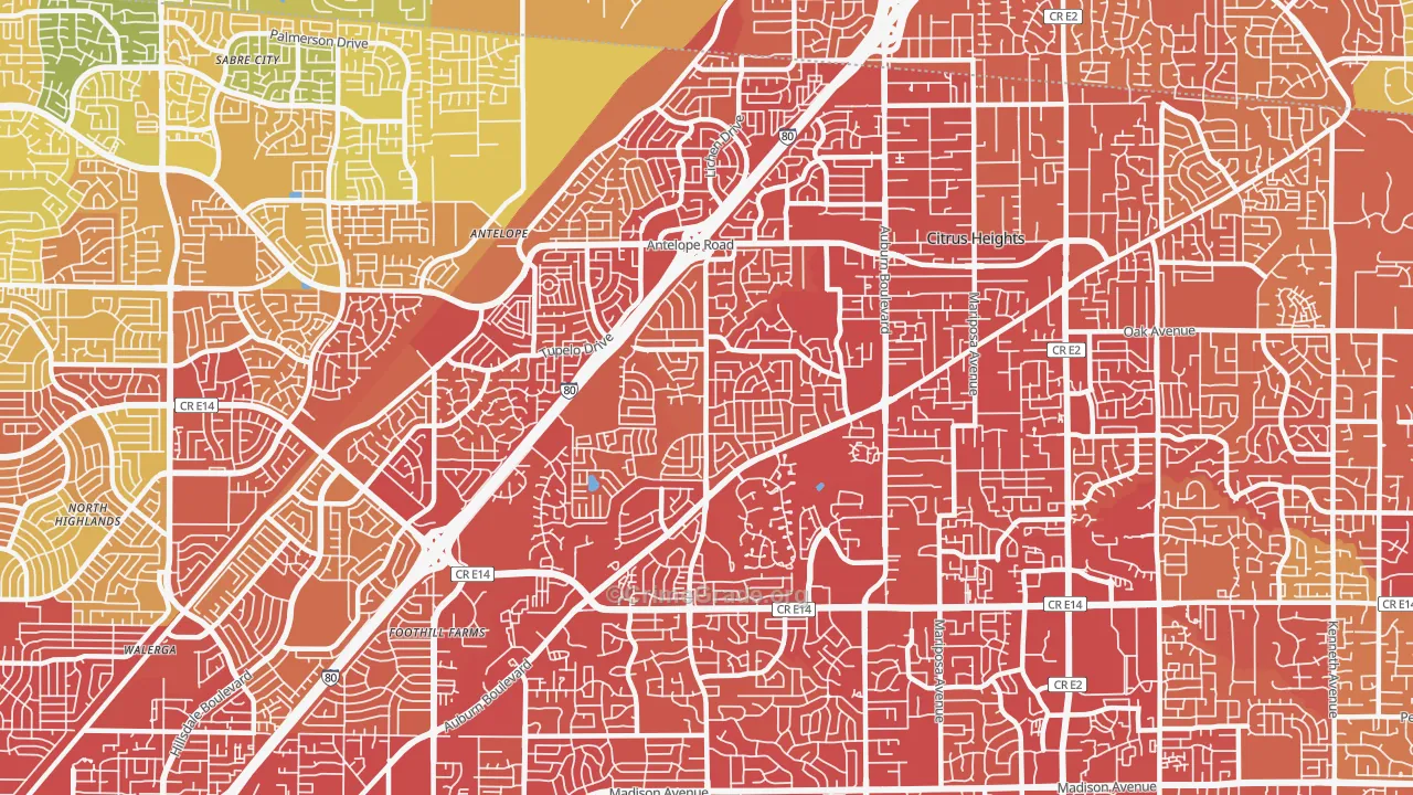 95621, CA Map of Vehicle Theft Rates