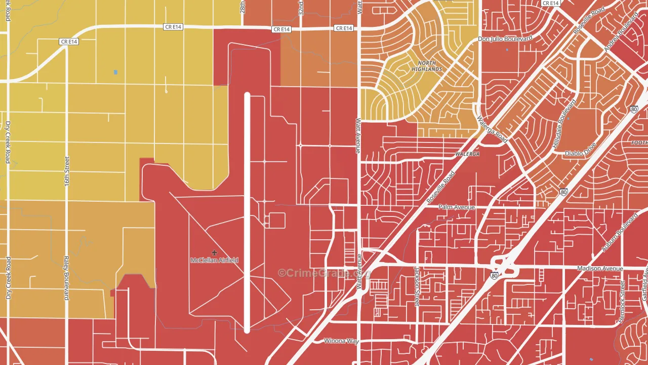 95652, CA Map of Vehicle Theft Rates