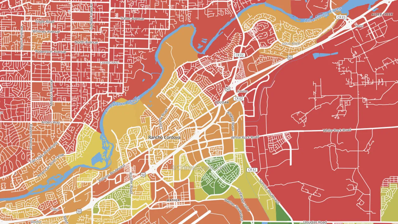 95670, CA Map of Vehicle Theft Rates