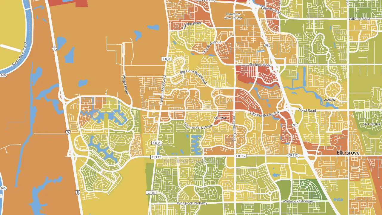 95758, CA Map of Vehicle Theft Rates