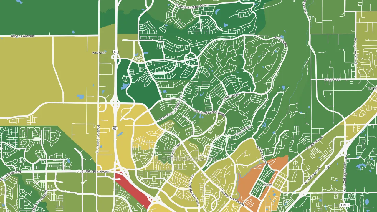 95765, CA Map of Vehicle Theft Rates