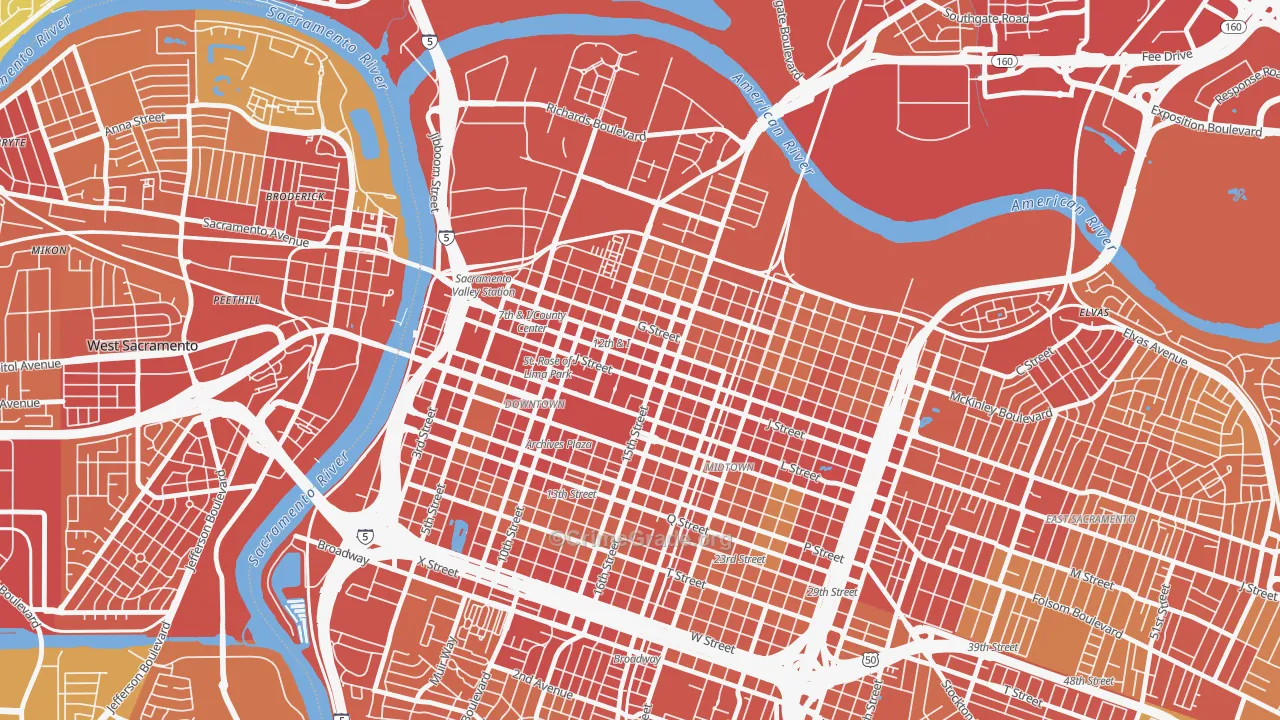 95811, CA Map of Vehicle Theft Rates