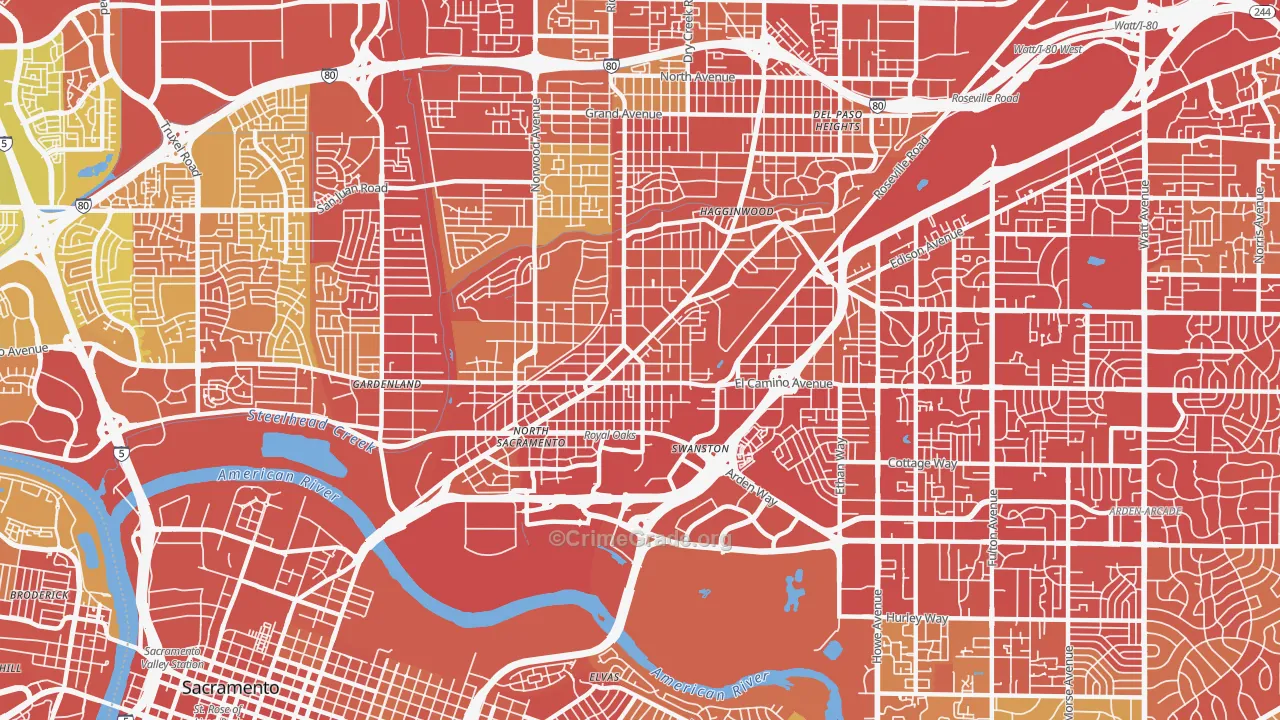 95815, CA Map of Vehicle Theft Rates
