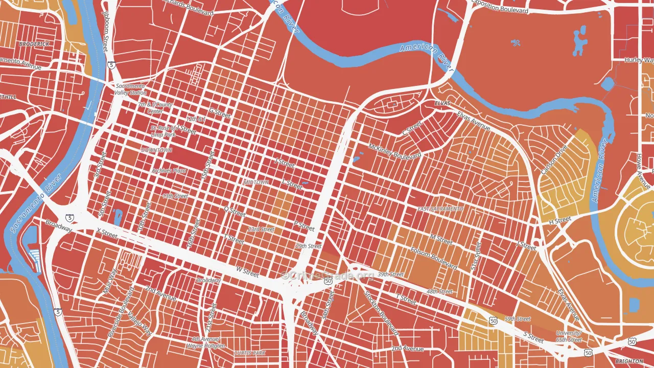 95816, CA Map of Vehicle Theft Rates