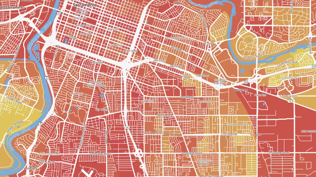 95817, CA Map of Vehicle Theft Rates