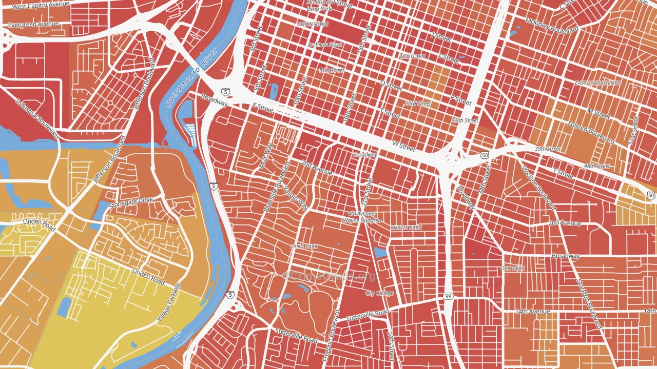 95818, CA Map of Vehicle Theft Rates