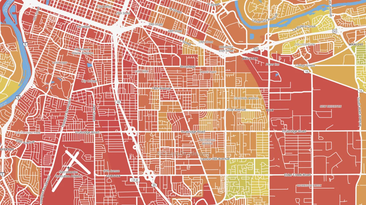 95820, CA Map of Vehicle Theft Rates