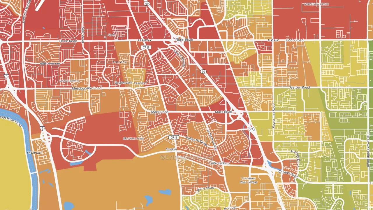 95823, CA Map of Vehicle Theft Rates