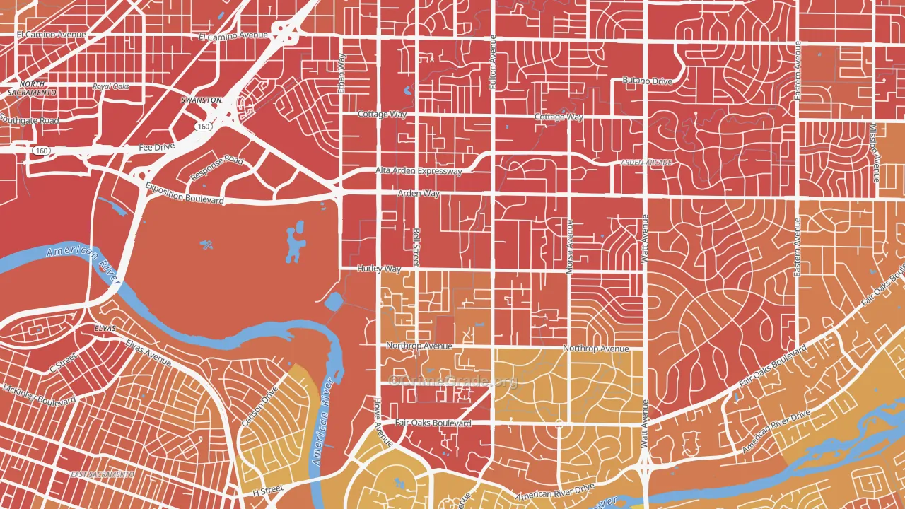 95825, CA Map of Vehicle Theft Rates