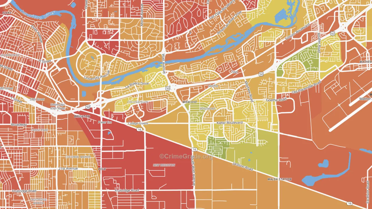 95826, CA Map of Vehicle Theft Rates