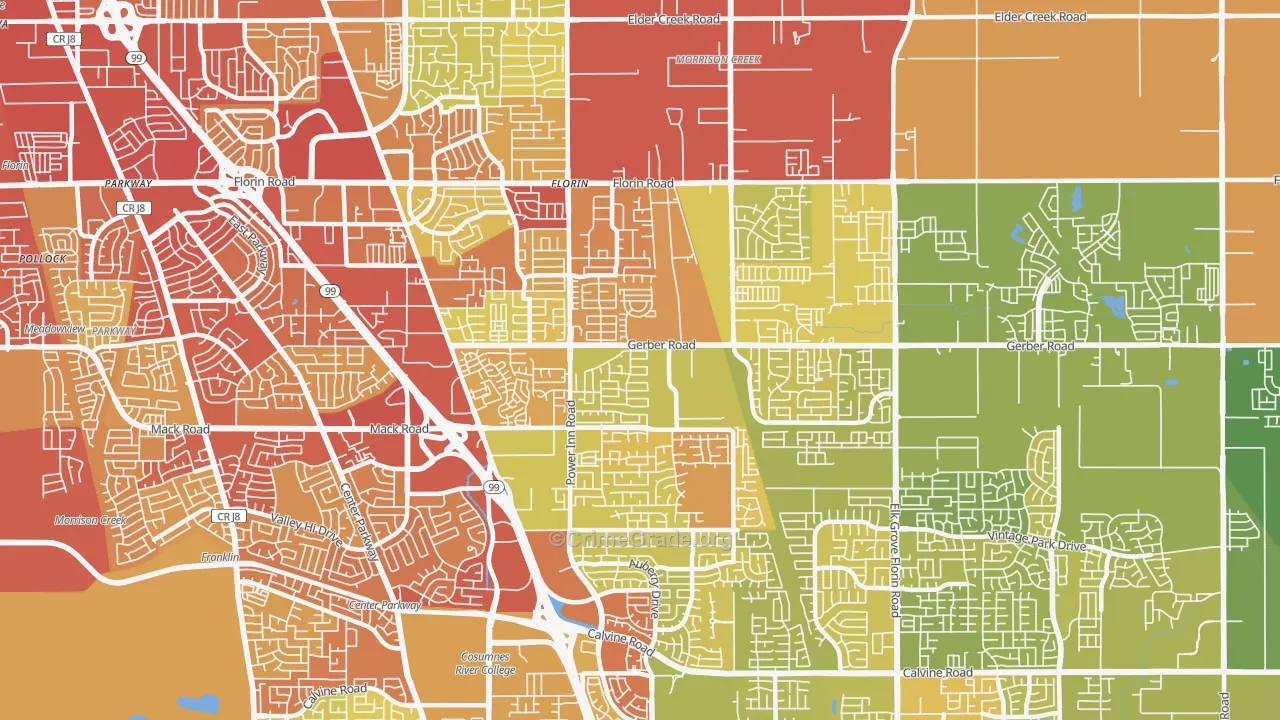 95828, CA Map of Vehicle Theft Rates