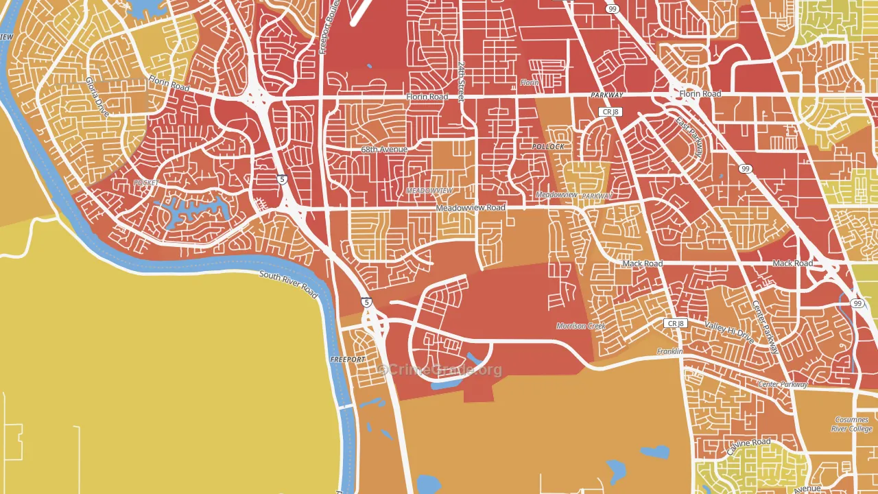 95832, CA Map of Vehicle Theft Rates