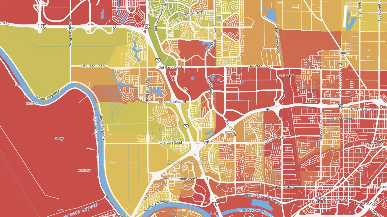 95834, CA Map of Vehicle Theft Rates