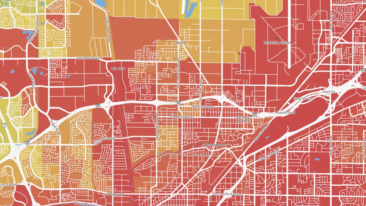 95838, CA Map of Vehicle Theft Rates