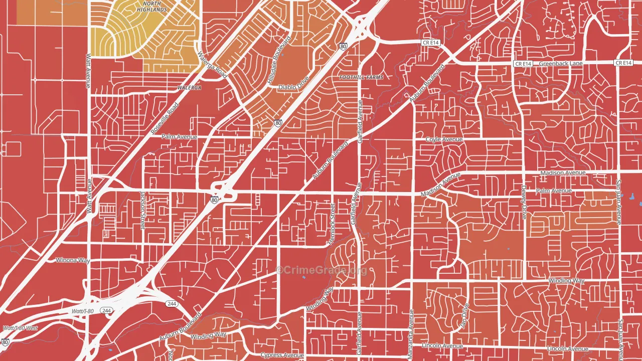 95841, CA Map of Vehicle Theft Rates