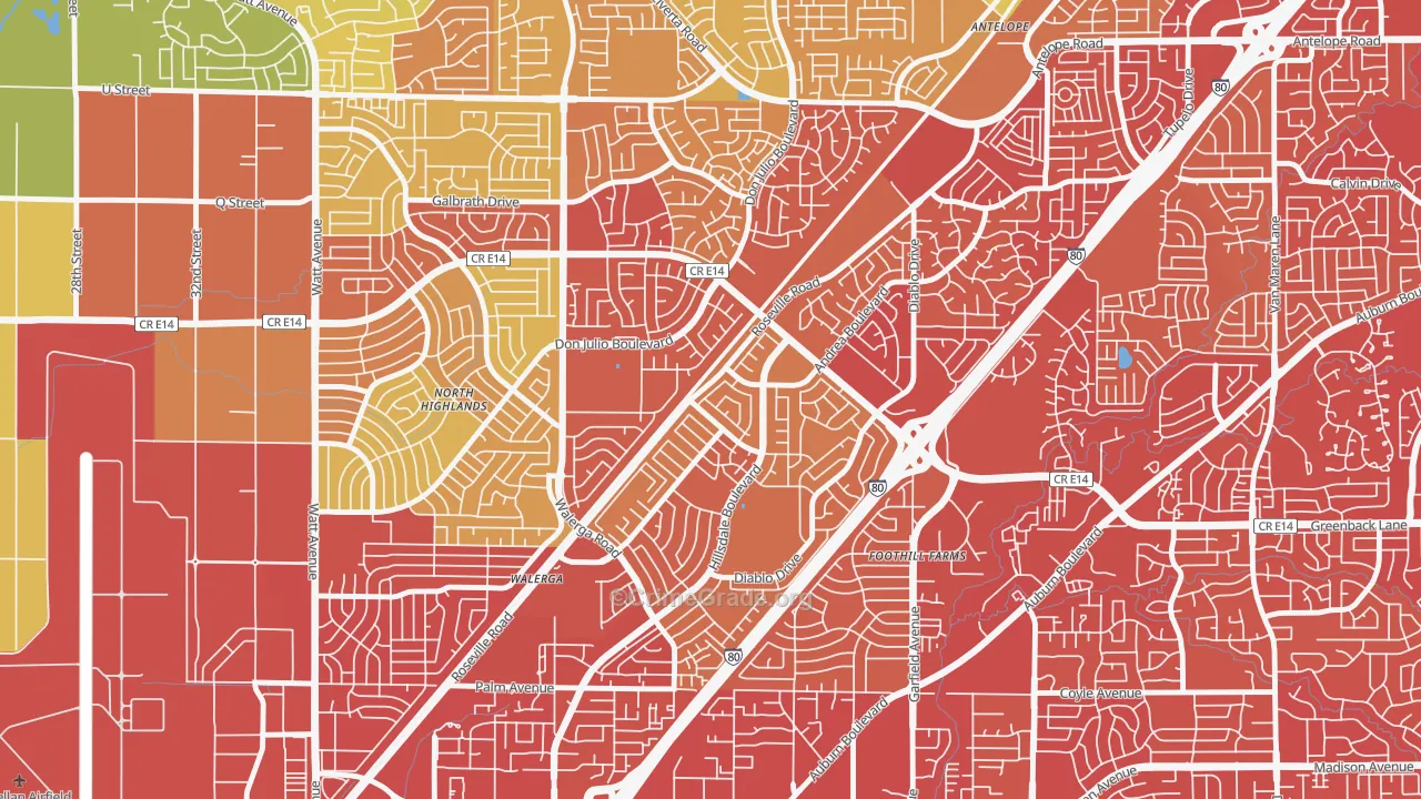 95842, CA Map of Vehicle Theft Rates