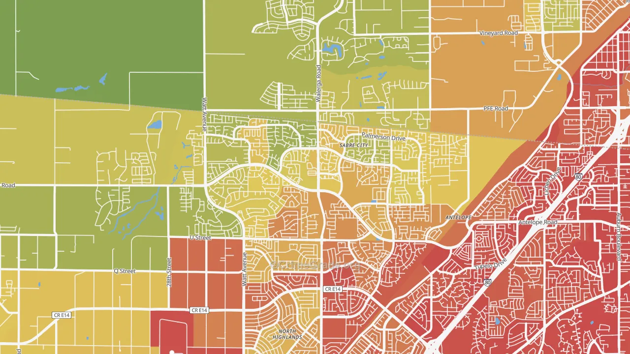 95843, CA Map of Vehicle Theft Rates