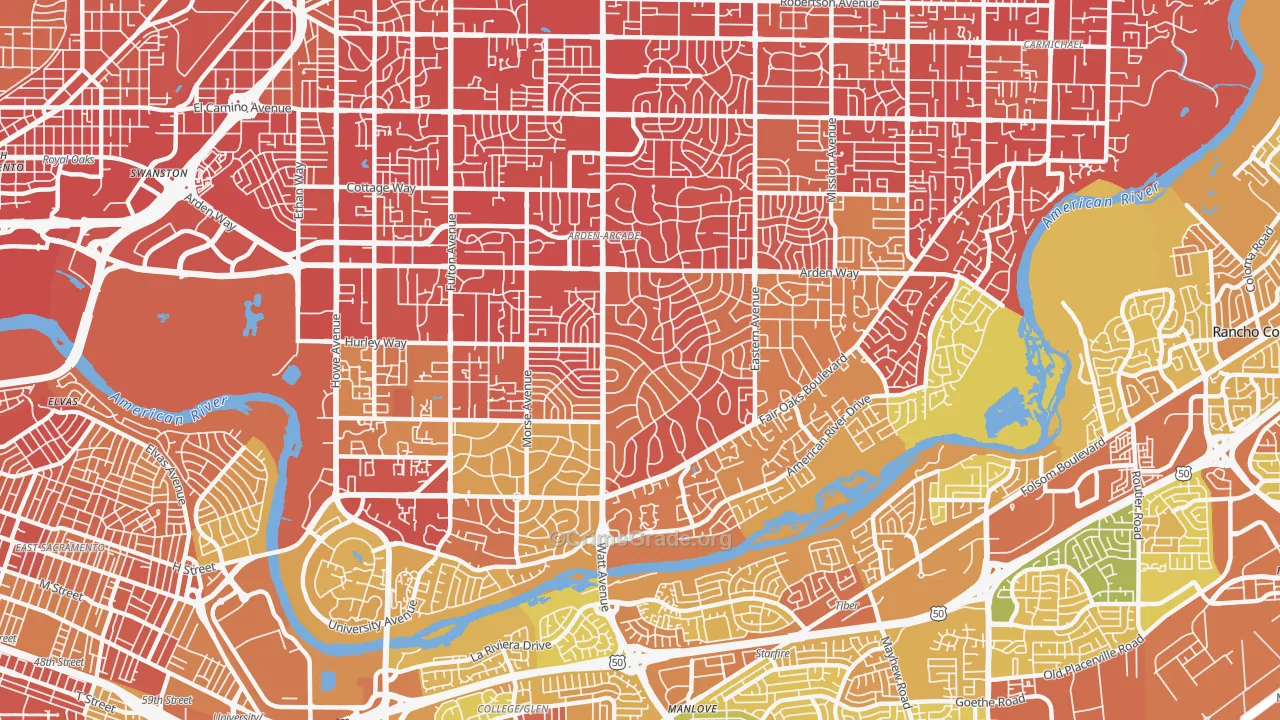 95864, CA Map of Vehicle Theft Rates