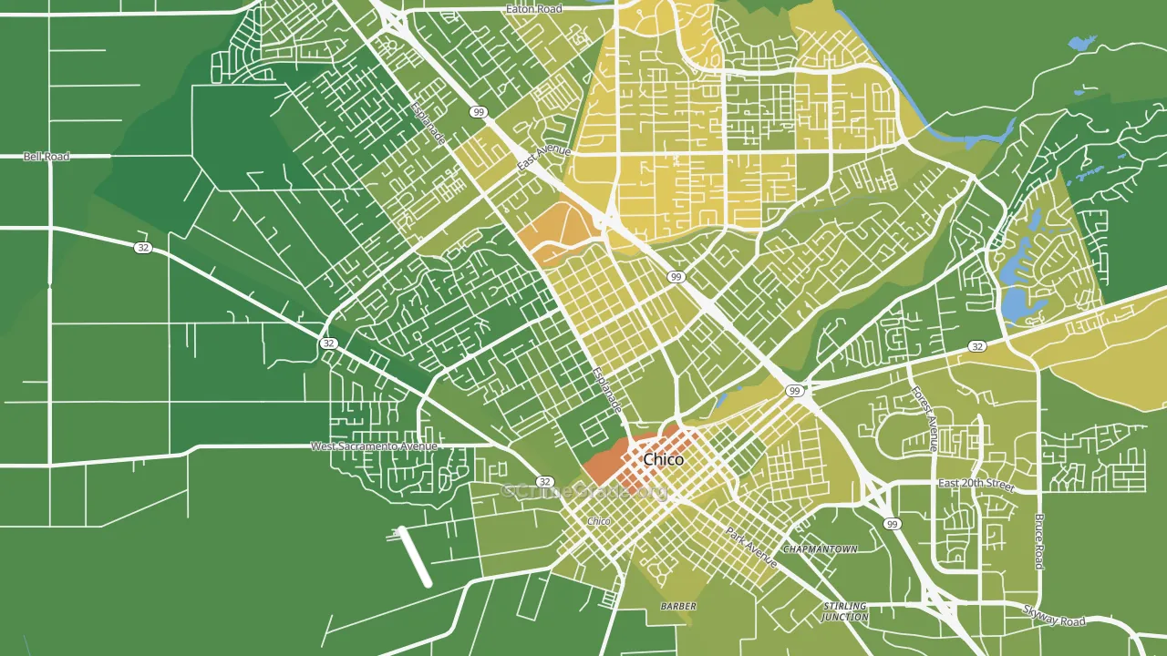 95926, CA Map of Vehicle Theft Rates