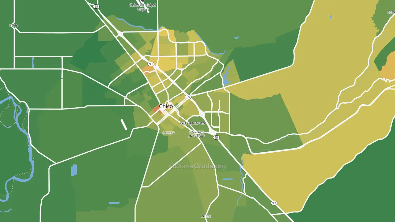 95928, CA Map of Vehicle Theft Rates