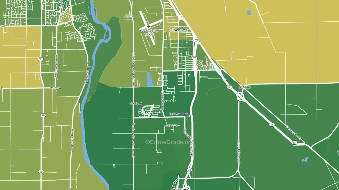95961, CA Map of Vehicle Theft Rates