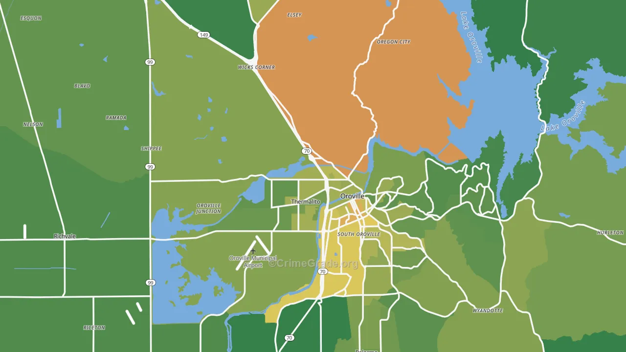 95965, CA Map of Vehicle Theft Rates