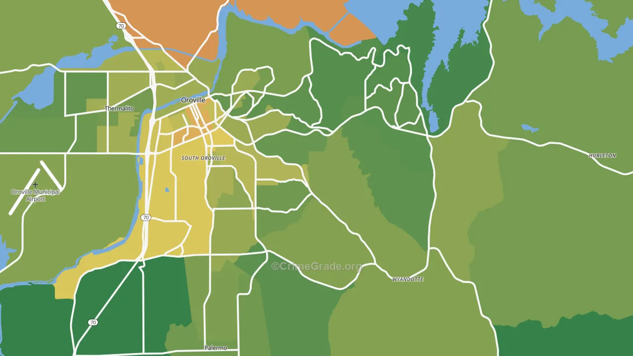 95966, CA Map of Vehicle Theft Rates
