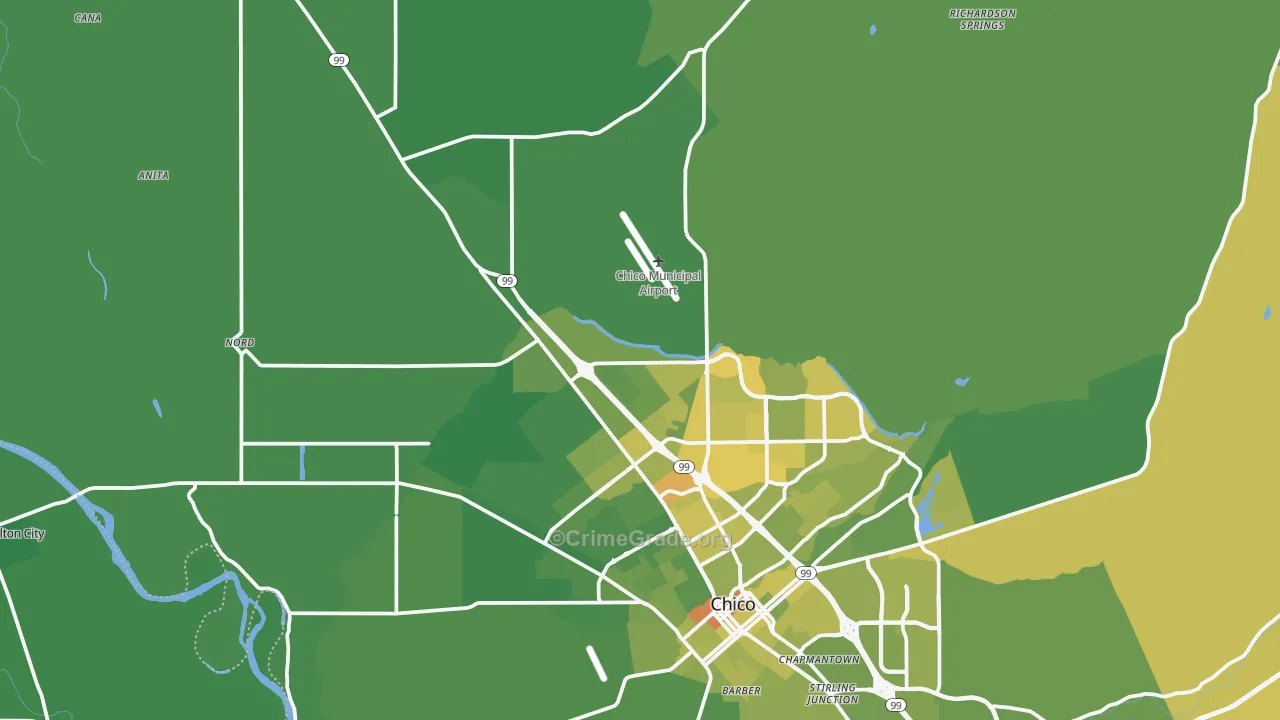 95973, CA Map of Vehicle Theft Rates