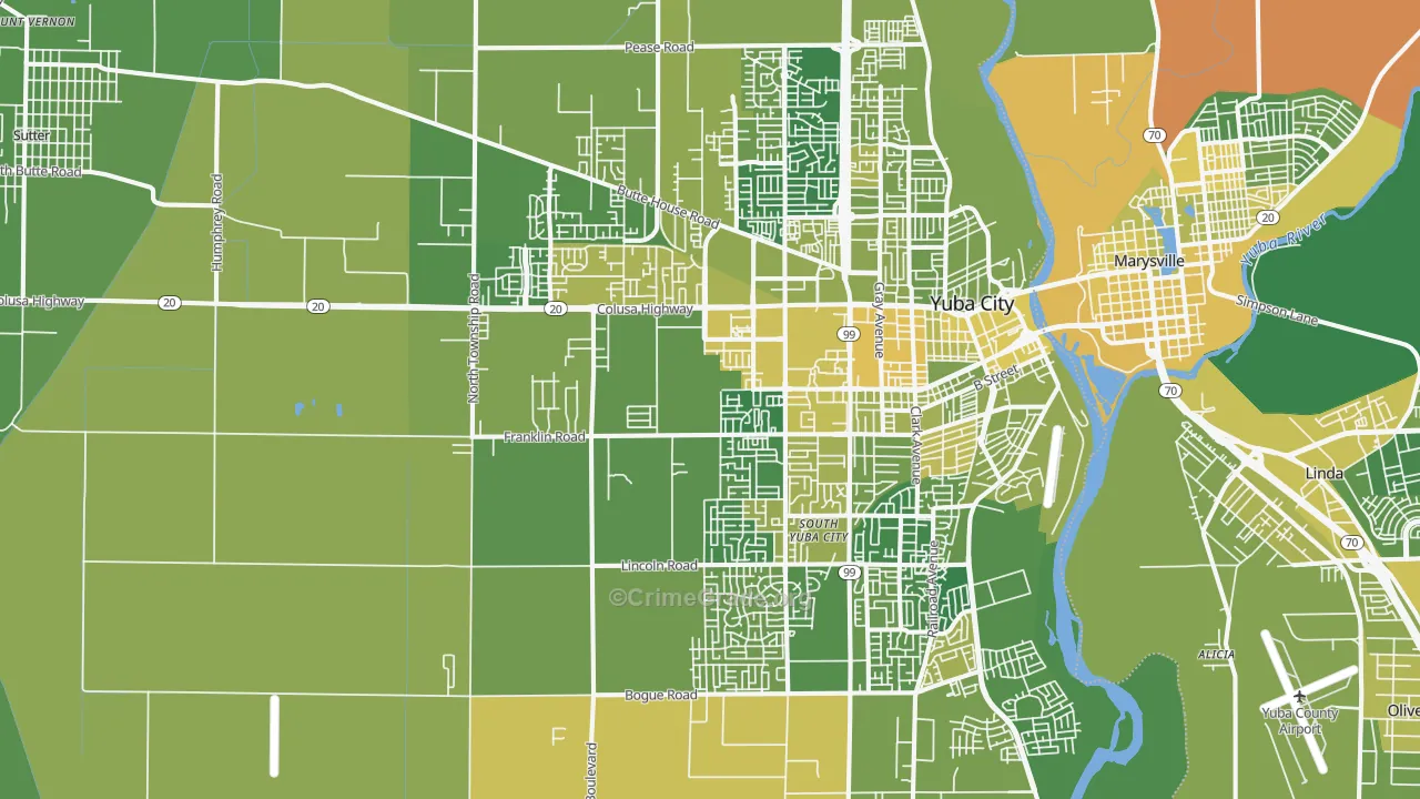 95993, CA Map of Vehicle Theft Rates