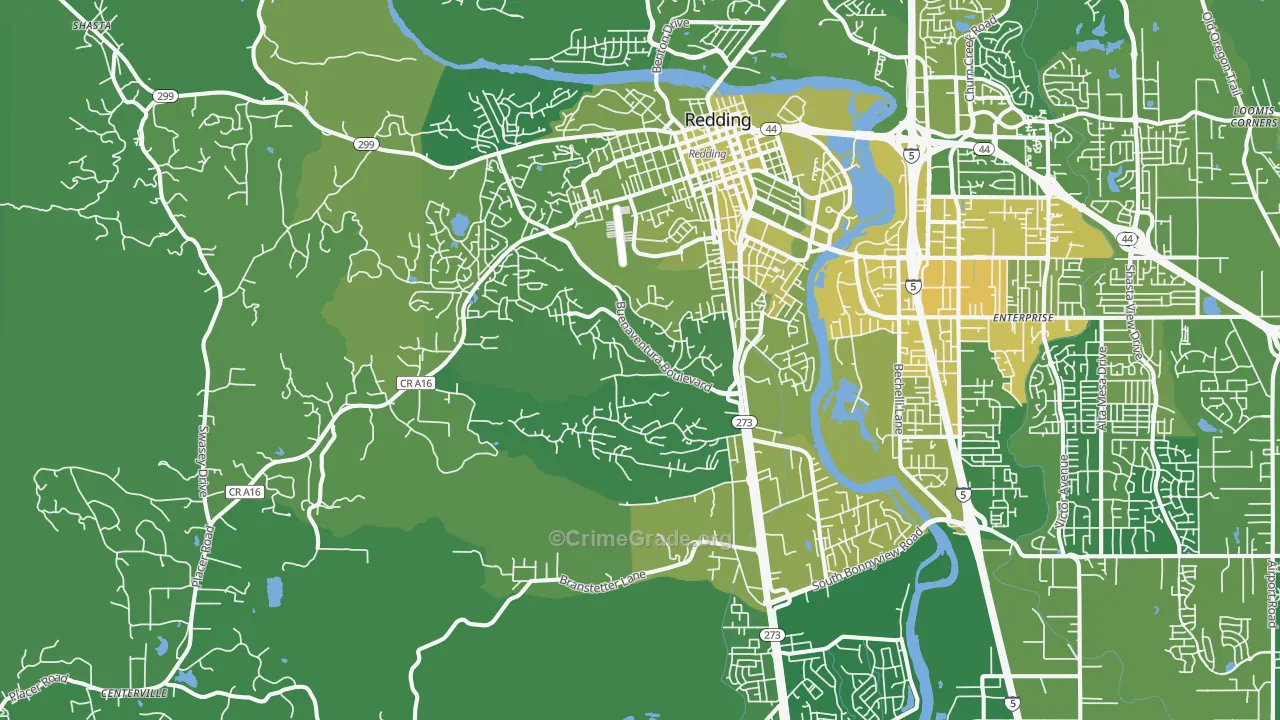 96001, CA Map of Vehicle Theft Rates