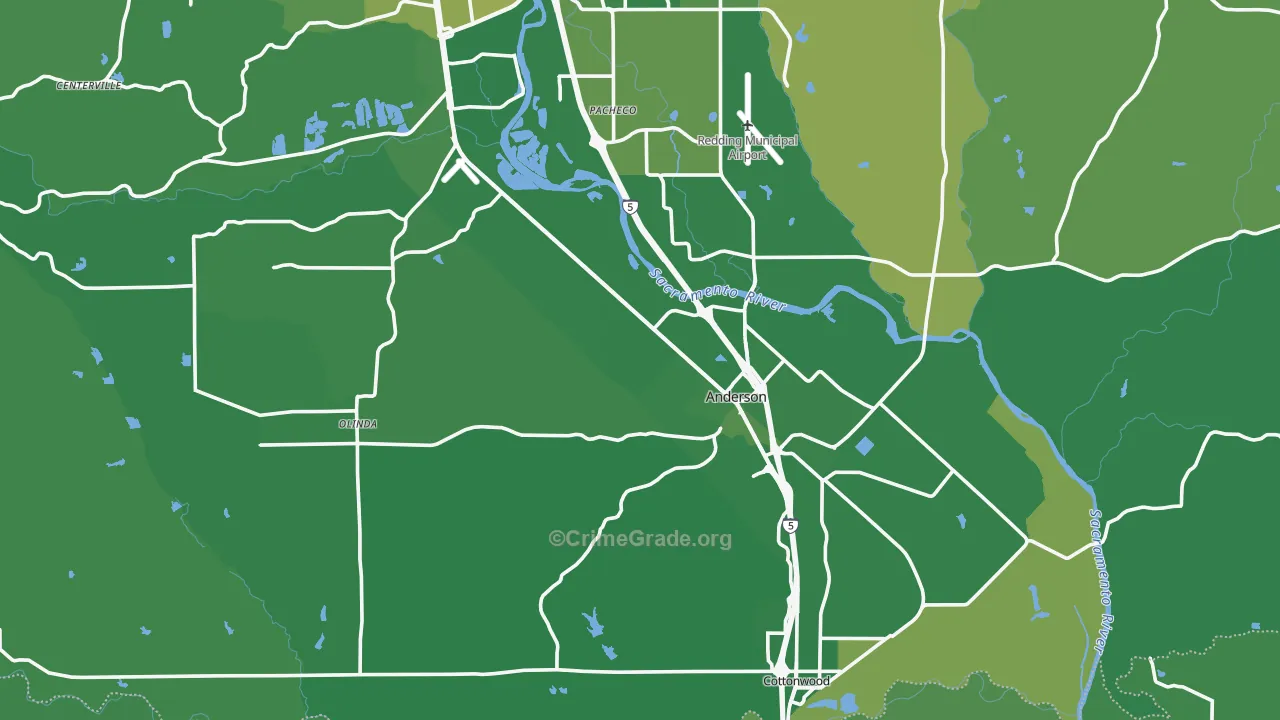 96007, CA Map of Vehicle Theft Rates