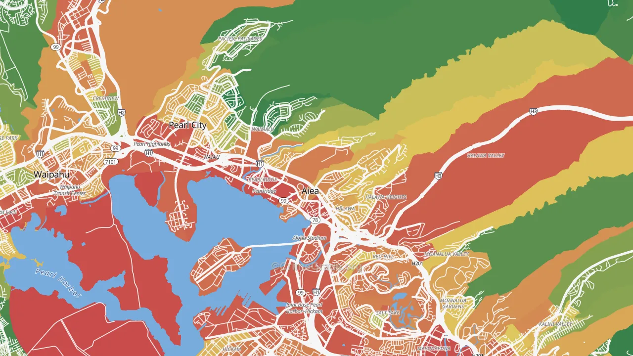 96701, HI Map of Vehicle Theft Rates