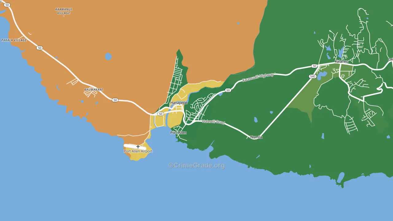 96705, HI Map of Vehicle Theft Rates
